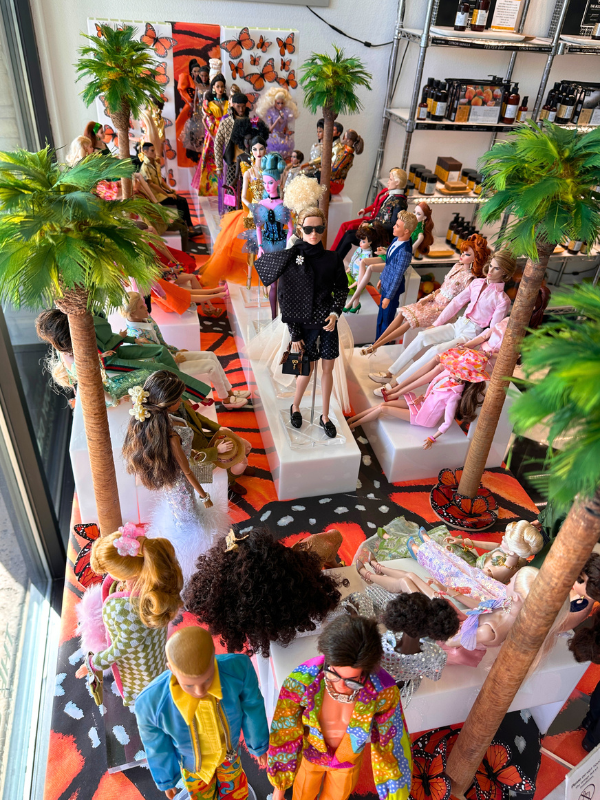 A vintage Barbie display, themed after Fashion Week El Paseo, at The Body Deli in Palm Desert.