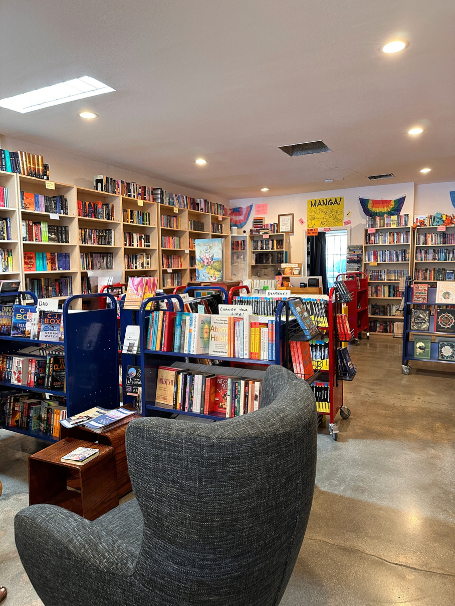 The interior and book shelves at The Best Bookstore in Palm Springs.