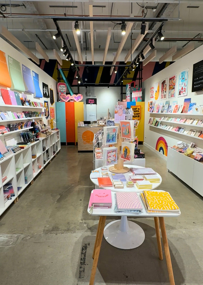 Interior of Bobo Palm Springs stationary store at the Flannery Exchange in Palm Springs.