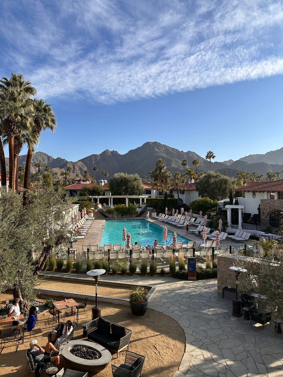 The main pool with mountain views at the Tommy Bahama Miramonte Resort & Spa in Indian Wells.