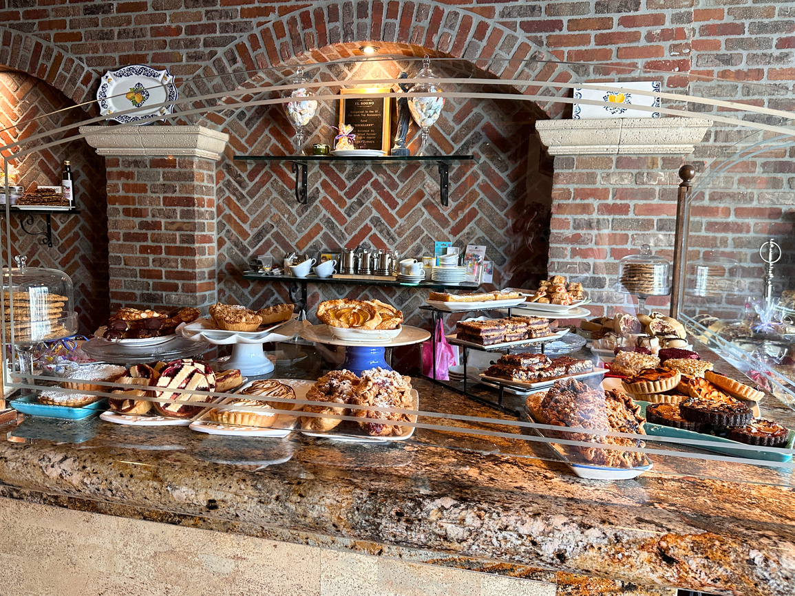 The massive bakery counter full of homemade baked goods at Il Sogno in Palm Desert.