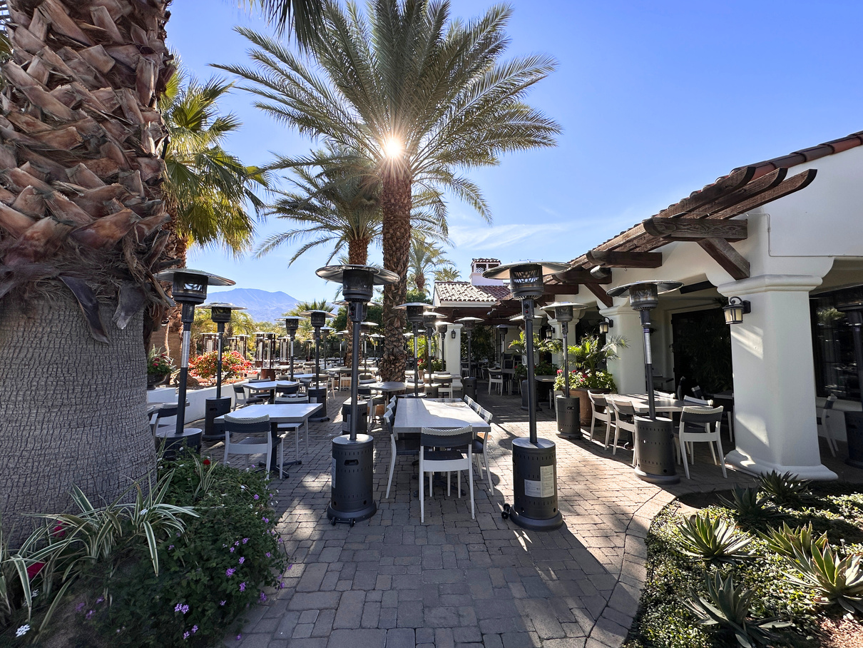 The patio of Arnold Palmer's restaurant in La Quinta.
