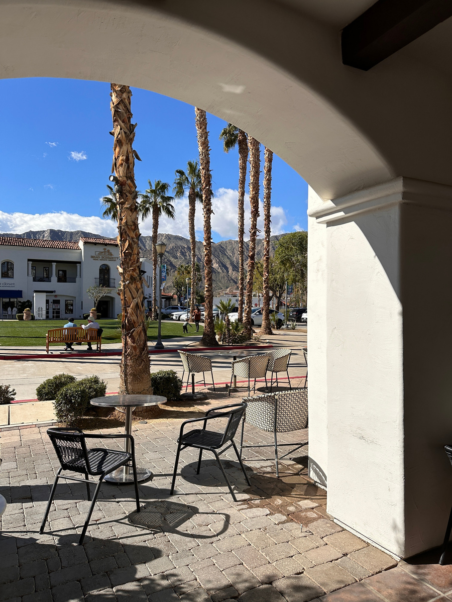 View from the patio at Main Street Coffee in Old Town La Quinta.